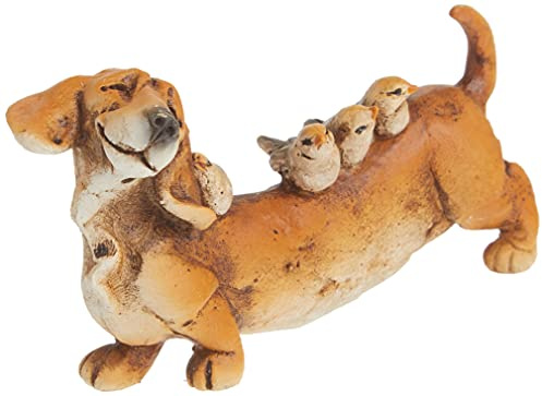 Top Collection Enchanted Story Dekofigur für den Außenbereich, Dackel und Vögel