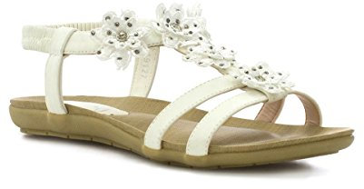 Lilley Stella Womens White Flower Crochet Sandal - Size 7 UK - White