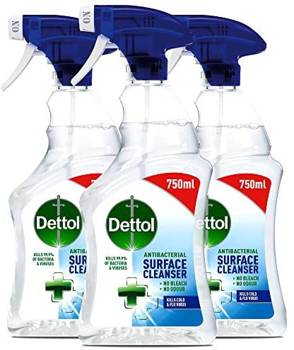 Dettol Antibacterial Surface Cleaning Spray, 750 ml, Pack of 3 (Packaging May Vary)