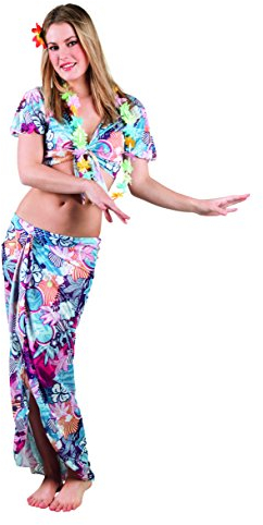 Boland 83835 - Erwachsenen-Kostüm Hawaii-Schönheit, Größe M, Top, Rock, Kette und Haarschmuck, Set, Hawaiian Beauty, Karneval, Mottoparty