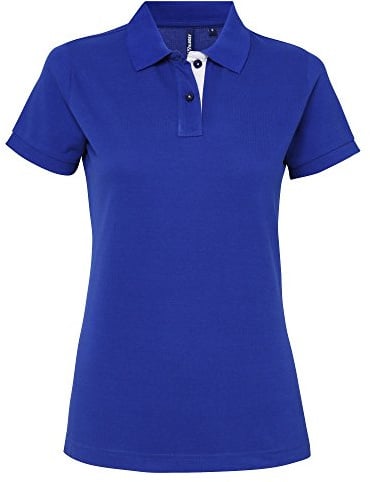 Asquith & Fox Women's Women's Contrast Polo Regular Fit Short Sleeve Polo Shirt, Multicolour (Royal/White 000), 14 (Manufacturer Size:Large)