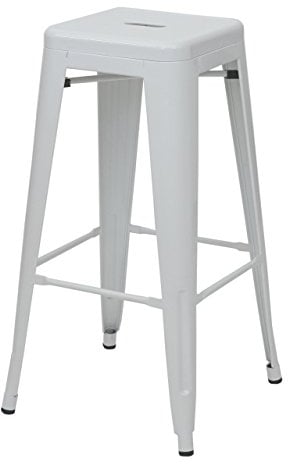 Mendler Barhocker HWC-A73, Barstuhl Tresenhocker, Metall Industriedesign stapelbar - weiß