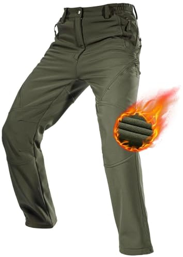 FREE SOLDIER Herren Winter wasserdichte Skihose Jagd Outdoor Hose Winddichte Thermohose Winterhose Softshellhose zum Klettern und Wandern (Armee-grün,48 Lang)