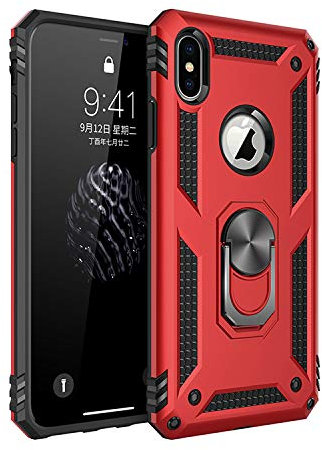 BestST [Tough Armor iPhone Xs Max Case inch with Reinforced Kickstand and Heavy Duty Protection and Air Cushion Technology for Apple iPhone Xs Max(2018)(Red)