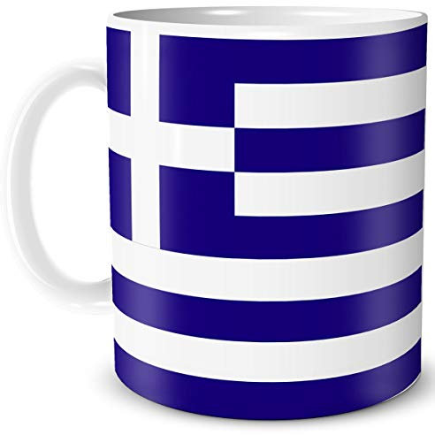 TRIOSK Tasse Flagge Griechenland Länder Flaggen Geschenk Balkan Souvenir Greece für Reiselustige Frauen Männer Arbeit Büro Weltenbummler