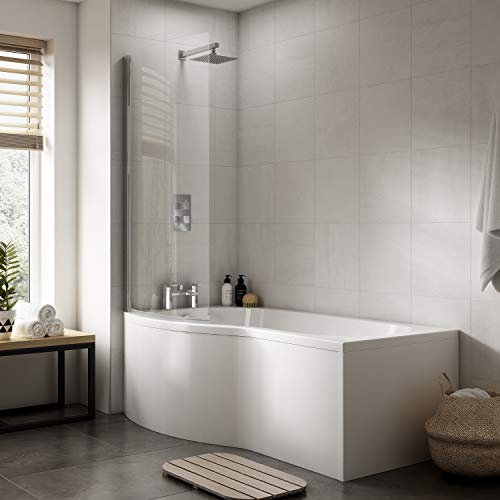 NUIE WBB200 ǀ Modern Bathroom B Shaped Bath Front Panel, 1700mm x 500mm x 150mm, White