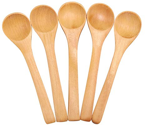 Set di 30 Cucchiaini in Legno Naturale per Bambini, Utensili da per Gelato e Caffè, con Impugnatura Antiscivolo