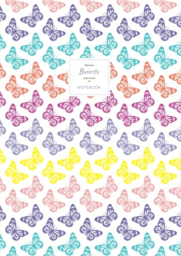 Butterfly Notebook - Lined Pages - A4 - Premium: (Rainbow Edition) Fun notebook 192 lined pages (A4 / 8.27x11.69 inches / 21x29.7cm)