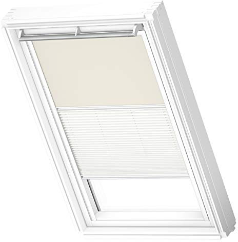 VELUX Original Dachfenster Duo Verdunkelungsrollo für U08, Hellbeige, mit weißer Führungsschiene