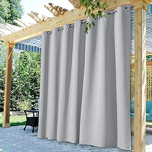 StangH Indoor Outdoor Vorhänge Wasserdicht Verdunklung Sommer Schatten Jalousien für Terrasse Extra Breit Total Privatsphäre Raumteiler Vorhänge für gemeinsame Raumteiler, Silbergrau, 1 Panel