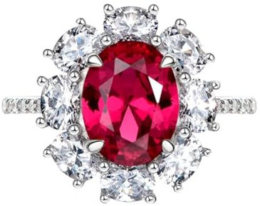 Michooyel 2ct Erstellt Saphir Rubin Verlobungsring Damen, Promise Ring Silber 925 Hochzeitsring Ringe Band Zirkonia Oval Schliff