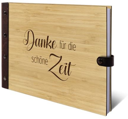 Gästebuch Abschiedsgeschenk für Kollegen Bambus Cover mit Lederrücken 72 Blätter | 144 Seiten DIN A4 quer - Danke für die Zeit
