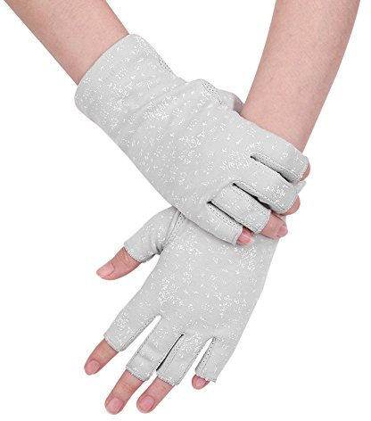 Women Sunblock Gloves Sun UV Protection Gloves Wrist Length Sun Block Driving Gloves Fingerless Gloves Summer Sunscreen Gloves Half Finger Gloves Non-slip Fishing Cotton Mittens Cycling Gloves