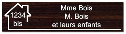 Plaque gravée pour nom et numéro boîte aux lettres autocollante 10x2,5cm personnalisée 1 à 3 lignes Bois