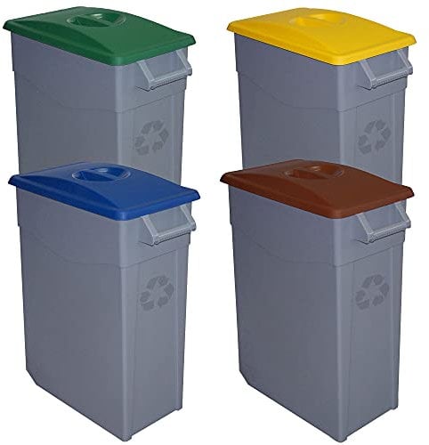 Denox PK3352 Pack Reciclaje Zeus 65 litros Cerrado c/u: 260 litros totales, en 4 contenedores, en Colores Verde/Azul/Amarillo/marrón