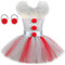 Kinder Pennywise Kost?m Halloween Cosplay Kleinkinder M?dchen Clown Costume Tutu T?ll Kleid mit Haarreifen Outfit Stephen Kings Es Horrorclown Fasching Karneval Verkleidung Grau + Rot 4-5 Jahre