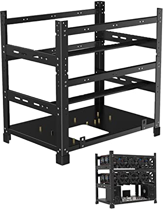 Mining Rig Frame 12 GPU, Stahl Offen Mining Frame VerschlüSselung, Open Air Miner Mining Case für ATX/Btx/Flex/Itx/Microatx, 8 X 12cm Ventilator (Nur Rahmen)