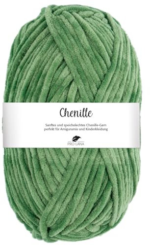 Pro Lana CHENILLE 100 g samtig weiche und stabile Chenille Wolle 110 m, Farbe:073 - grün