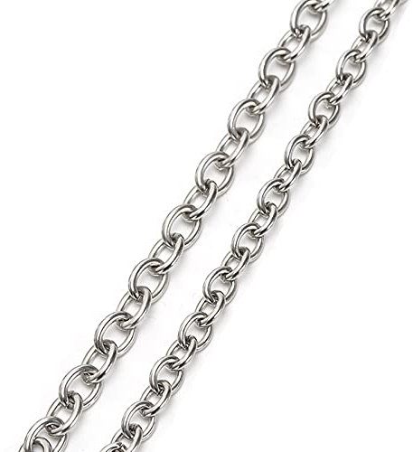 Mesnt Stainless Steel Necklace Chain, Women Necklace Chain Stainless Steel, Cable Chain Necklace, 4mm Silver Chain Necklace 26 Inches