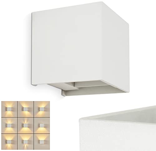Wandleuchte Badajoz, moderne Wandlampe aus Metall in Weiß, eckige Leuchte mit verschiedenen Lichteffekten durch verstellbaren Schirm, Up & Down Leuchte, 1-flammig, G9, ohne Leuchtmittel
