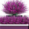 Elecoutek 12 Paquetes Flores Artificiales Lavanda Arbustos Artificiales para Exteriores, Plantas de Balcón, Resistentes a Los Rayos UV, Flores de Plástico para Exteriores, Fucsia
