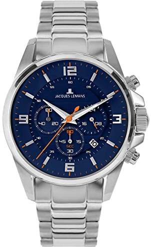 JACQUES LEMANS Herren-Uhren Analog Quarz One Size, Blau 32016882
