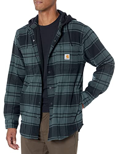 Carhartt Veste mi-saison en flanelle polaire doublée à capuche pour homme, Elm., L