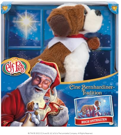 The Elf on the Shelf® Elf Pets® Bernhardiner Tradition | Kuscheliger Bernhardiner mit Illustriertem Buch & Fässchen | Inkl. Echtheitszertifikat