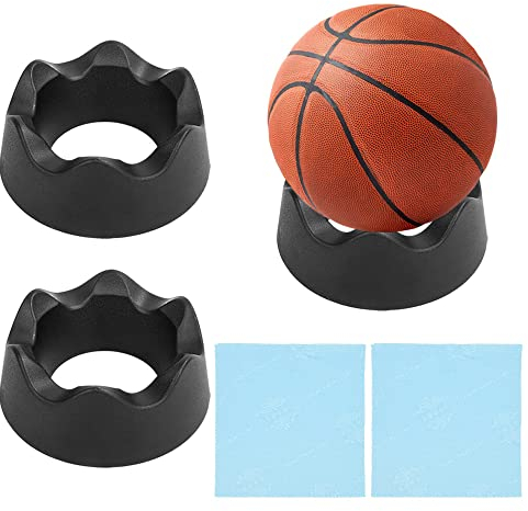 KLYNGTSK 2 Stück Fußballständer Basketball Ballständer Football Display Ständer Kunststoff Fußball Halter Basketball Ausstellungsständer Schwarz Ballhalterung für Fußball Volleyball Rugby Ball