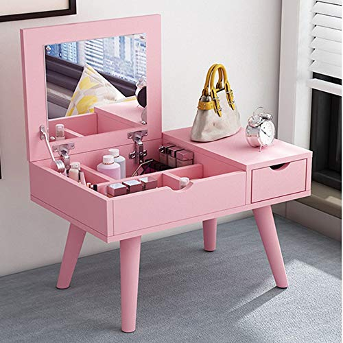 WANWEN Simple Ins Schminktisch mit Erkerfenster, kleine Wohnung, Kommode für Studentenschlafzimmer, Flip-Cover, Tischspiegel, Vibrato (Color : B) Little Surprise