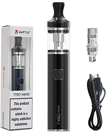 VAPTIO Nano Kit Vape Pen 900mAh Akku 30W All in One Elektronische Zigarette, Starter Kit mit 2.0ml Tank,kein E-Liquid kein Nikotin(schwarz)