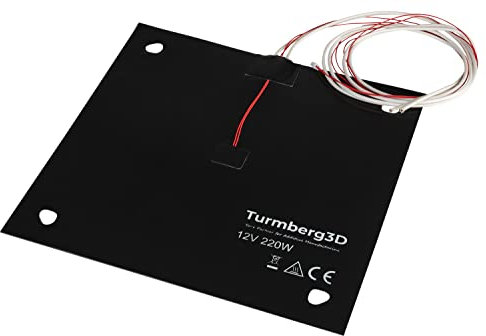 Turmberg3D - Schwarze Silikonheizmatte für 3D Drucker, kompatibel zB mit Creality CR10 (Variante C, 12V 220W)