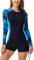 Rashguard Set Femme 2 Pièces - Combinaison Surf Maillot de Bain Manche Longue Shorty Piscine - Ensemble T-Shirt et Short Anti UV XL