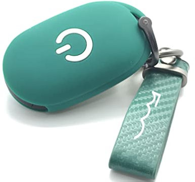 Nordecco - Silikon Schutzhülle Schlüsselhülle kompatibel mit Fiat Electric 500e 2022-2023 mit Schlüsselring (Dunkle Mint Cover mit grünem Schlüsselring)