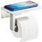 Brushed Nickel Toilet Paper Holder with Shelf, 304 Stainless Steel Screw Wall Mounted, Marble Tissue Roll Holder with Storage