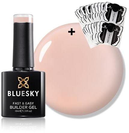 Bluesky Fast and Easy Builder Gel 10ml, Latte, plus 50 Nail Forms | A coffee-toned neutral that reads as a finished manicure on its own. Top it with colour later if you want a change.