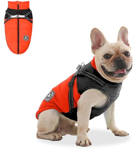 Hundemantel Winter Wasserdicht Hundejacke: Hundemantel mit Geschirr für Kleine Mittlere und Große Hunde