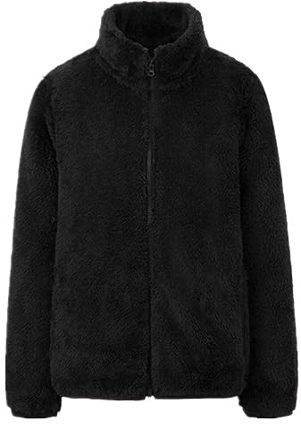 Inverno di del panno morbido Cappotto delle Donne Giacca Pile doppia faccia, Schwarz, Medium