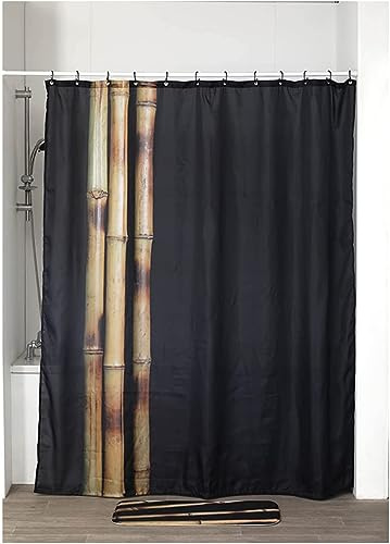 LiKeKa Duschvorhang 180x200 cm, Badvorhang Anti-Schimmel und Wasserdicht aus Stoff 100% Polyester, Waschbar, Inklusive Duschvorhangringe (Bath Time, 180 x 200 cm)