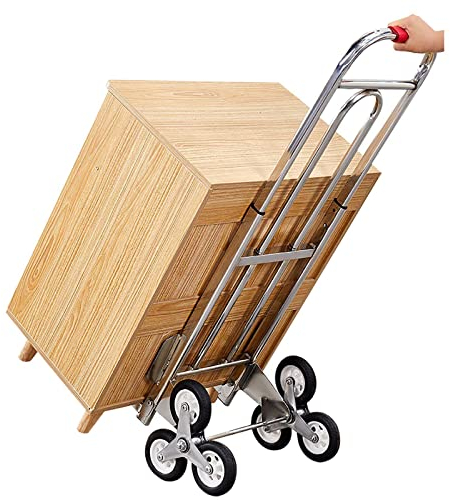Treppensteigwagen, Sackkarre, Treppensteigwagen, Trolleywagen aus Aluminiumlegierung, tragbarer, zusammenklappbarer Handwagen mit 6 Rädern, Leichter Handwagen
