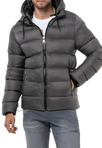 Cipo & Baxx Herren Mantel CM224 Anthrazit – Stylische Winterjacke im modernen Design mit warmem Innenfutter, abnehmbarer Kapuze und funktionalen Details für kalte Tage - CM224 Anthrazit XL
