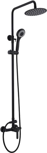 MICE - Columna de ducha extensible 88-125 CM - Kit de ducha - Monomando de Barra de ducha con Rociador alcachofa Felxo Negro Mate BDR001/NG