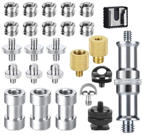 26 Stück Kamera Schraube 1/4 auf 3/8 Gewindeschraube Zollschrauben Kamera Stativgewinde Adapter Schraube, Camera Screws Komplett für Kugelkopf, Stativ, Einbeinstativ