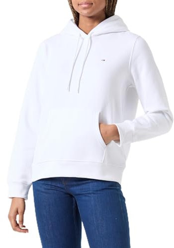 Tommy Jeans Damen Tjw Reg Flag Hoodie Dw0dw19958 Pullover-Kapuzenpulli, Weiß (White), M EU