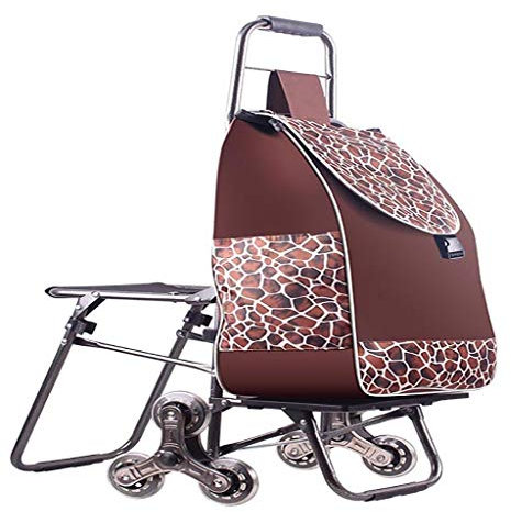 Handkarren-Einkaufswagen, zusammenklappbarer Gepäckwagen zum Treppensteigen mit Stuhl, tragbarer Lebensmitteleinkaufswagen, kleiner Trolley, Tasche mit großem Fassungsvermögen, zusammenklappbare Troll