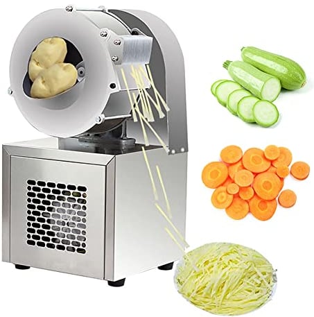Generic Tritatutto e cubettatrice per Verdure, affettaverdure elettrica, grattugia, trituratore Commerciale Automatico per Verdure da 180 W con Spessore Regolabile di 2-5 mm, Tritatutto El