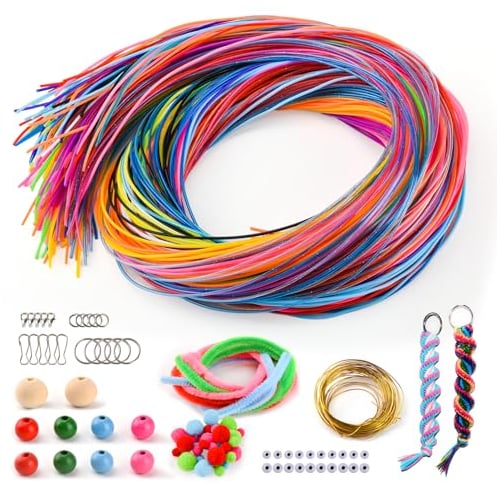 295 Pezzi Kit di Fili per Scooby Doo, Scooby Doo Fili 20 Colori Scubidu Brillantini con portachiavi, ganci, perline di legno, pom poms, filo e pulitore per pipa per Creare Braccialetti, Collane