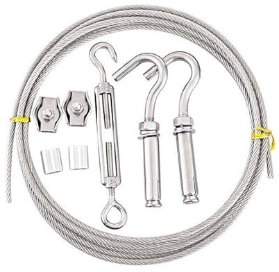 4mm 304 Stainless Steel Wire Rope Kit, 4mm PVC Coated Wire Rope Metal Cable(50m)