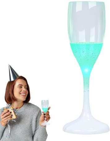 Visiblurry Light up Cups | 120ml Light up Champagne Cups,Drinking Glasses, Elegant Champagne Flutes, Liquid Activated Cups for Wedding & Christmas