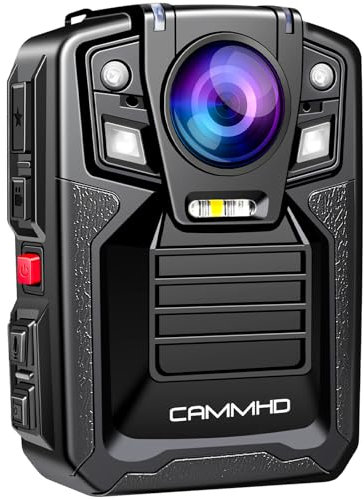 CAMMHD V8 Pro 64GB 4K Body Cam,due batterie 4400mAh (14 ore di funz.),codifica video H.265,Bodycam Polizia Professionale,UHD visione notturna,Body Camera con base di ricarica per la sicurezza